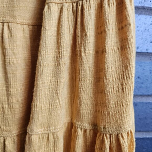 💫NWT Max Studio Yellow Boho Tiered Babydoll Flutter Sleeve Mini Dress Size S - Picture 8 of 13